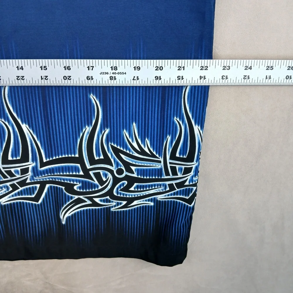 VTG ODO Small Mens Shirt Flames Tribal Y2K Embroidered 22x28‎